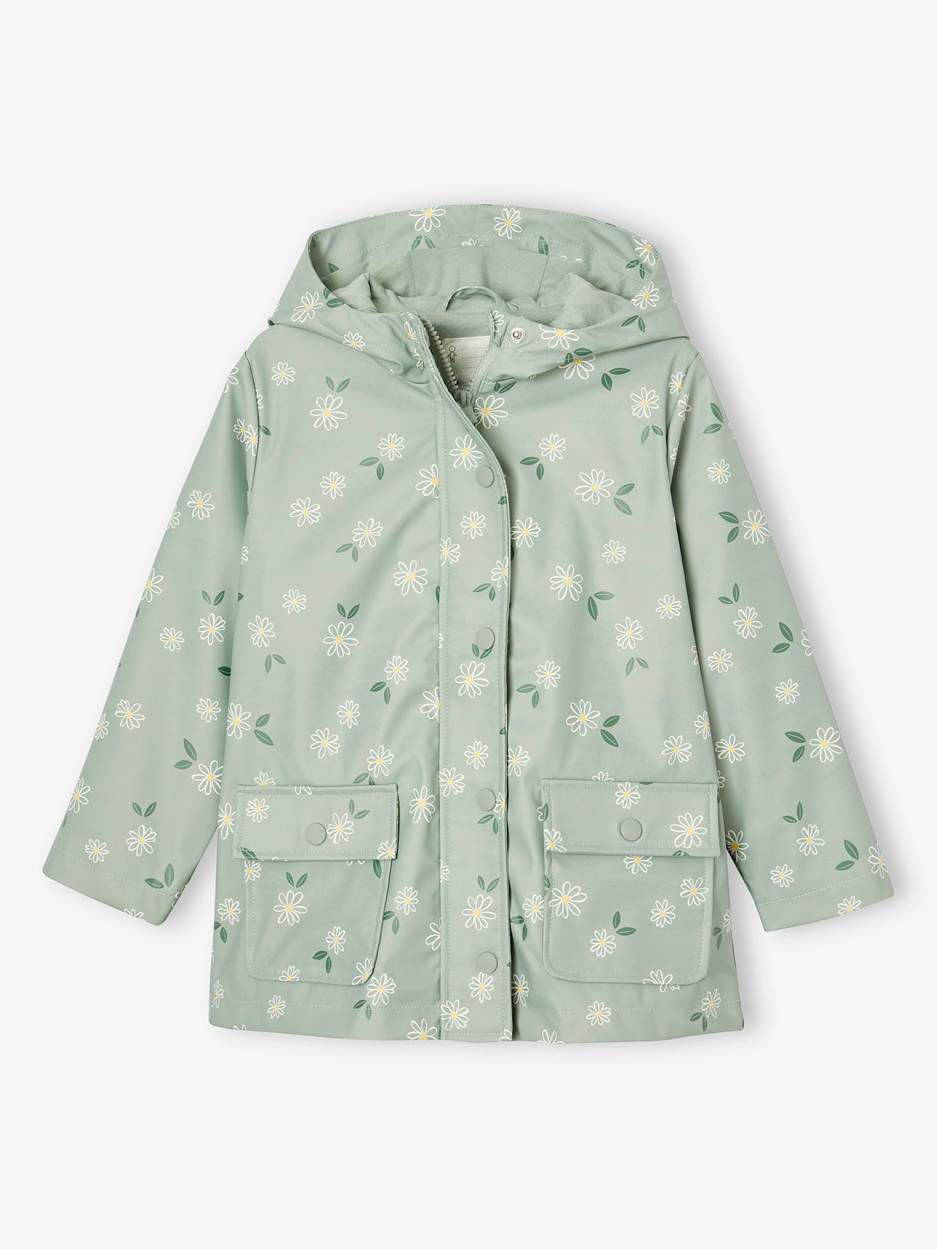 Printed hooded raincoat