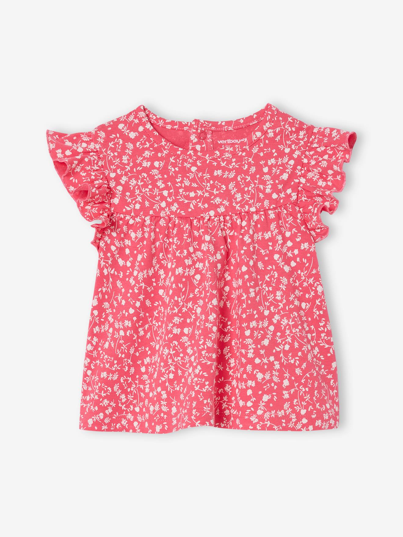 Baby frill-sleeved T-shirt fuchsia