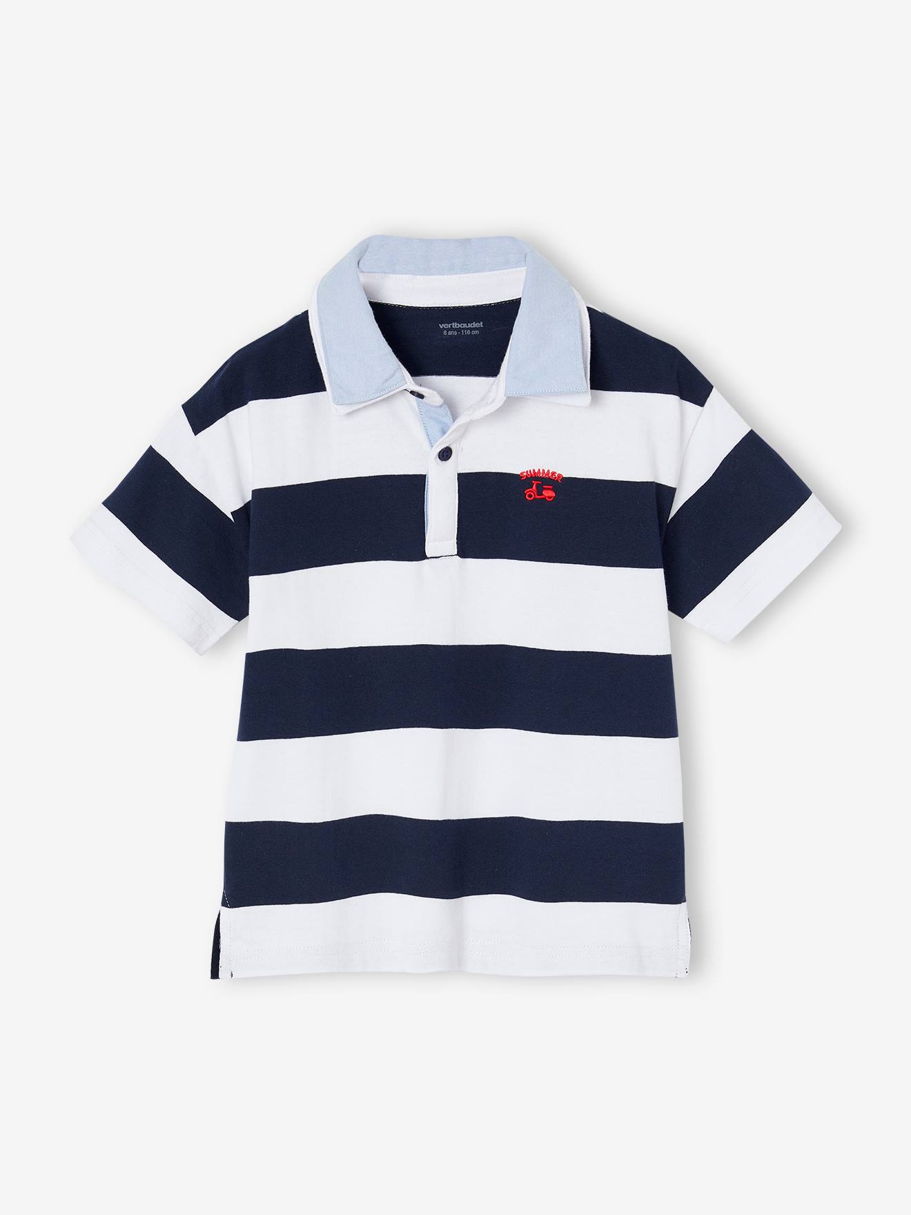 Double-collar striped polo shirt striped