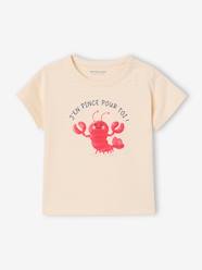 Lobster Print T-Shirt, Press Studs on the Shoulder, for Baby Boys