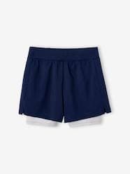 Girls-Shorts-2-in-1 Sports Shorts in Techno Fabric, for Girls