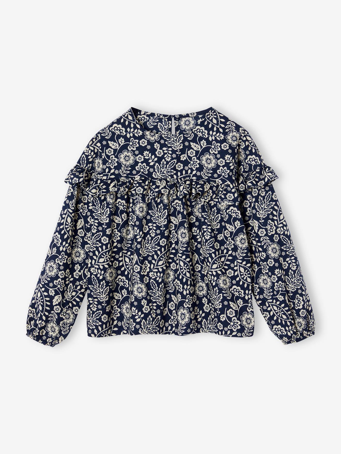Floral print frill blouse