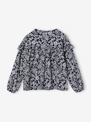 Girls-Floral print frill blouse for girls