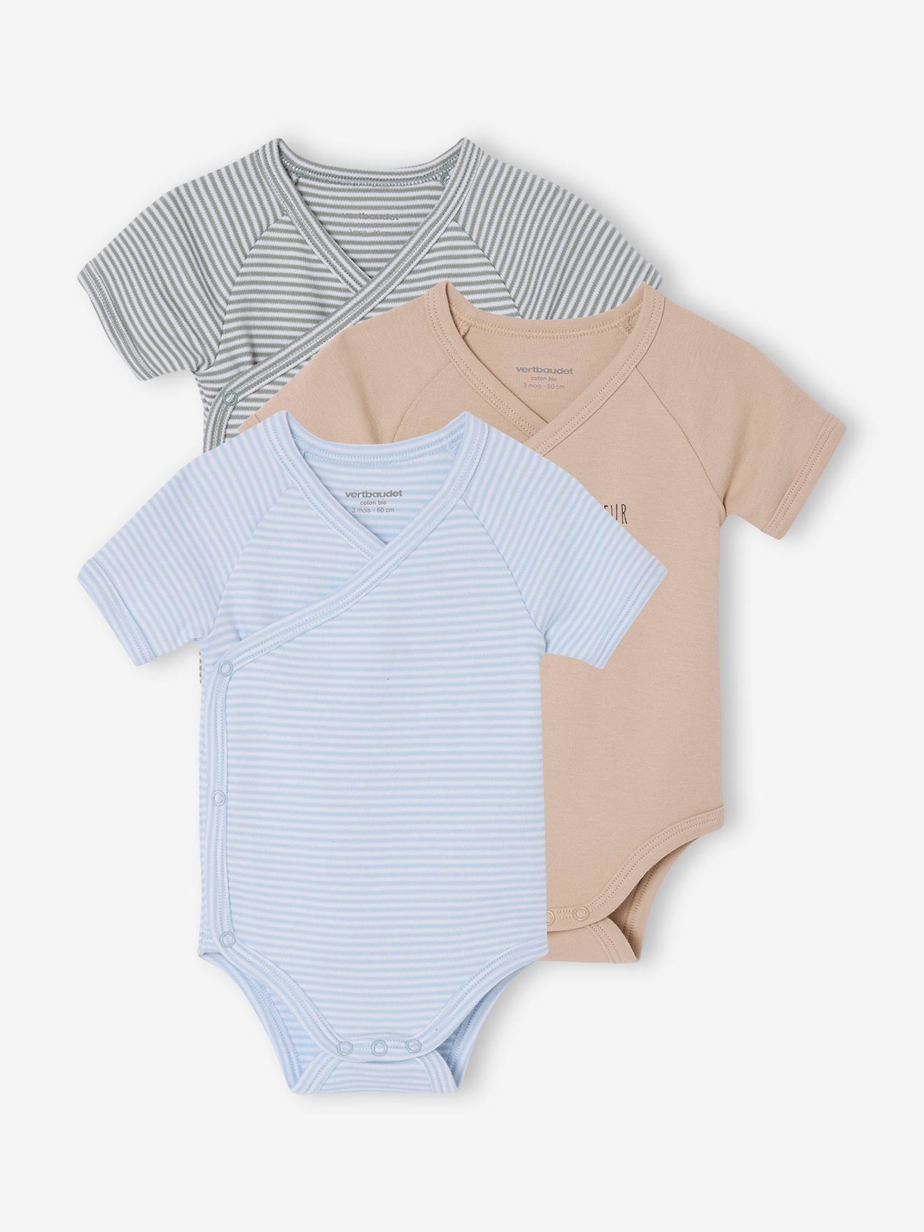 short-sleeved baby bodysuits "my little heart" sky