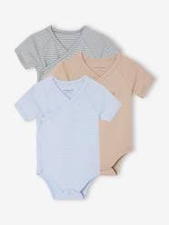 Baby-Bodysuits & Sleepsuits-Pack of 3 short-sleeved baby bodysuits "my little heart"