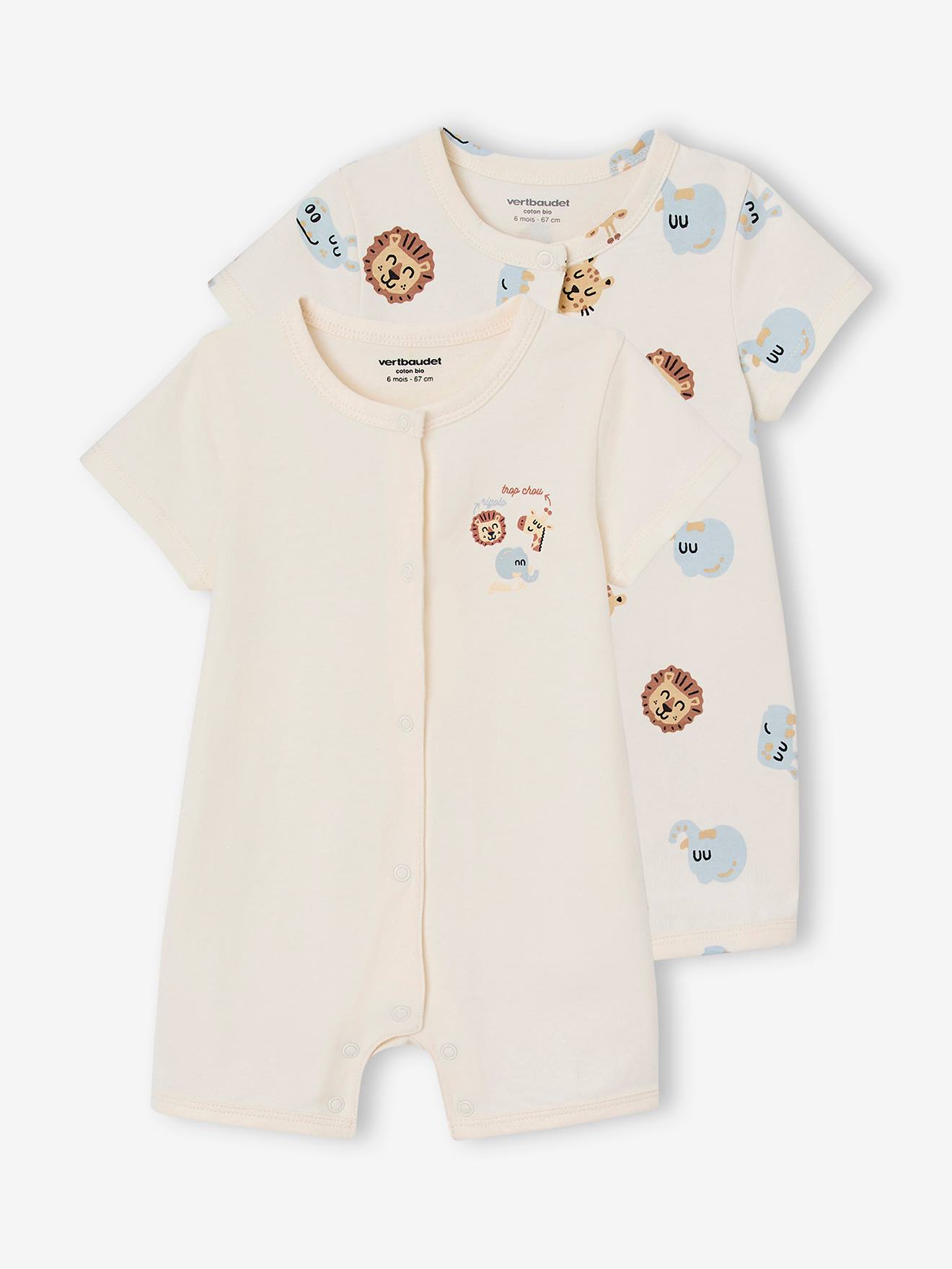 Jungle baby dungarees ecru