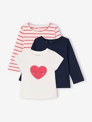 Baby-T-shirts & Roll Neck T-Shirts-T-Shirts-Pack of 3 long-sleeved t-shirts for girls - BASICS