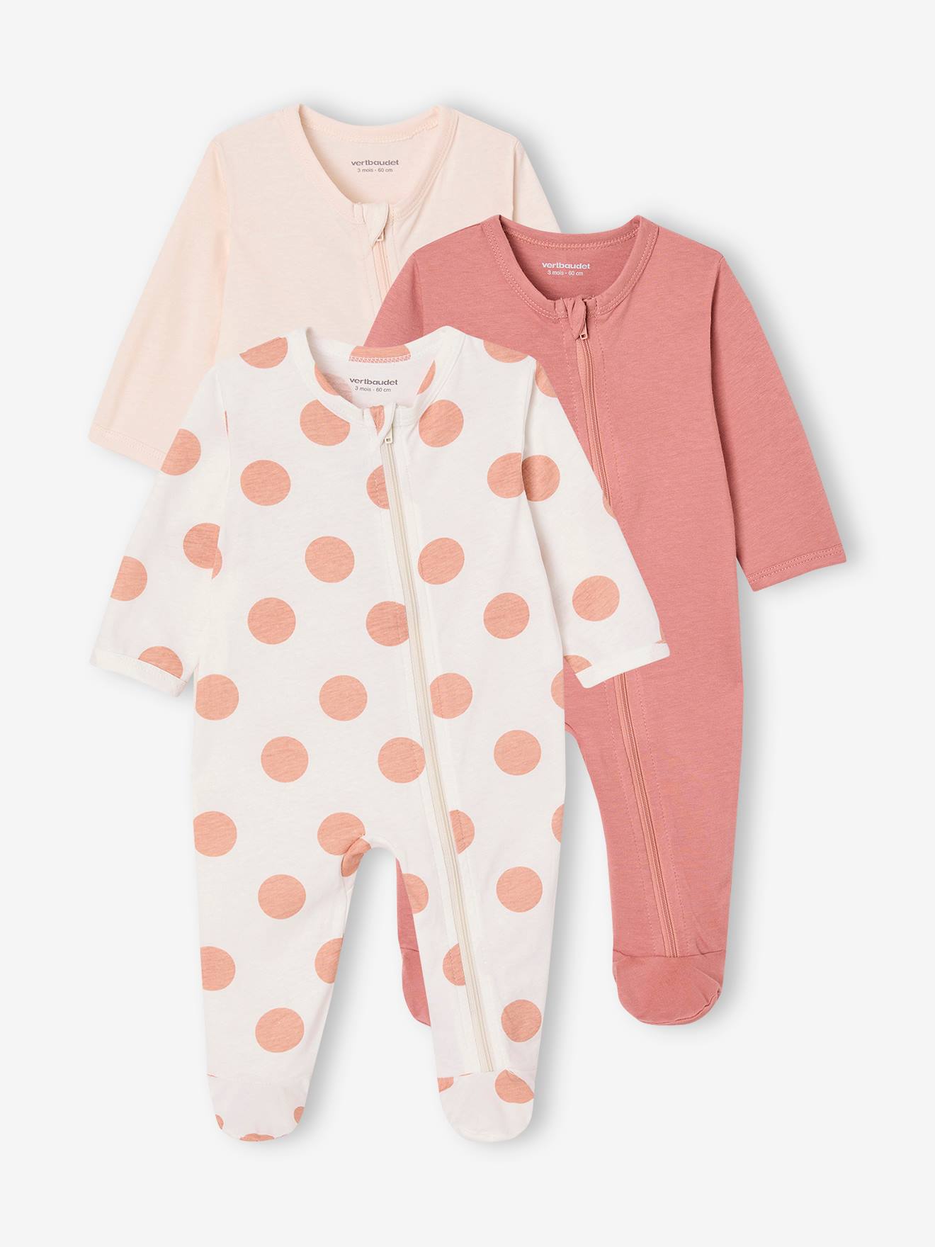 BASICS Jersey Knit Sleepsuits with Zip Fastening