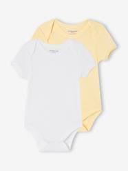 Baby-Bodysuits & Sleepsuits-Pack of 2 of short-sleeved pointelle baby bodysuits