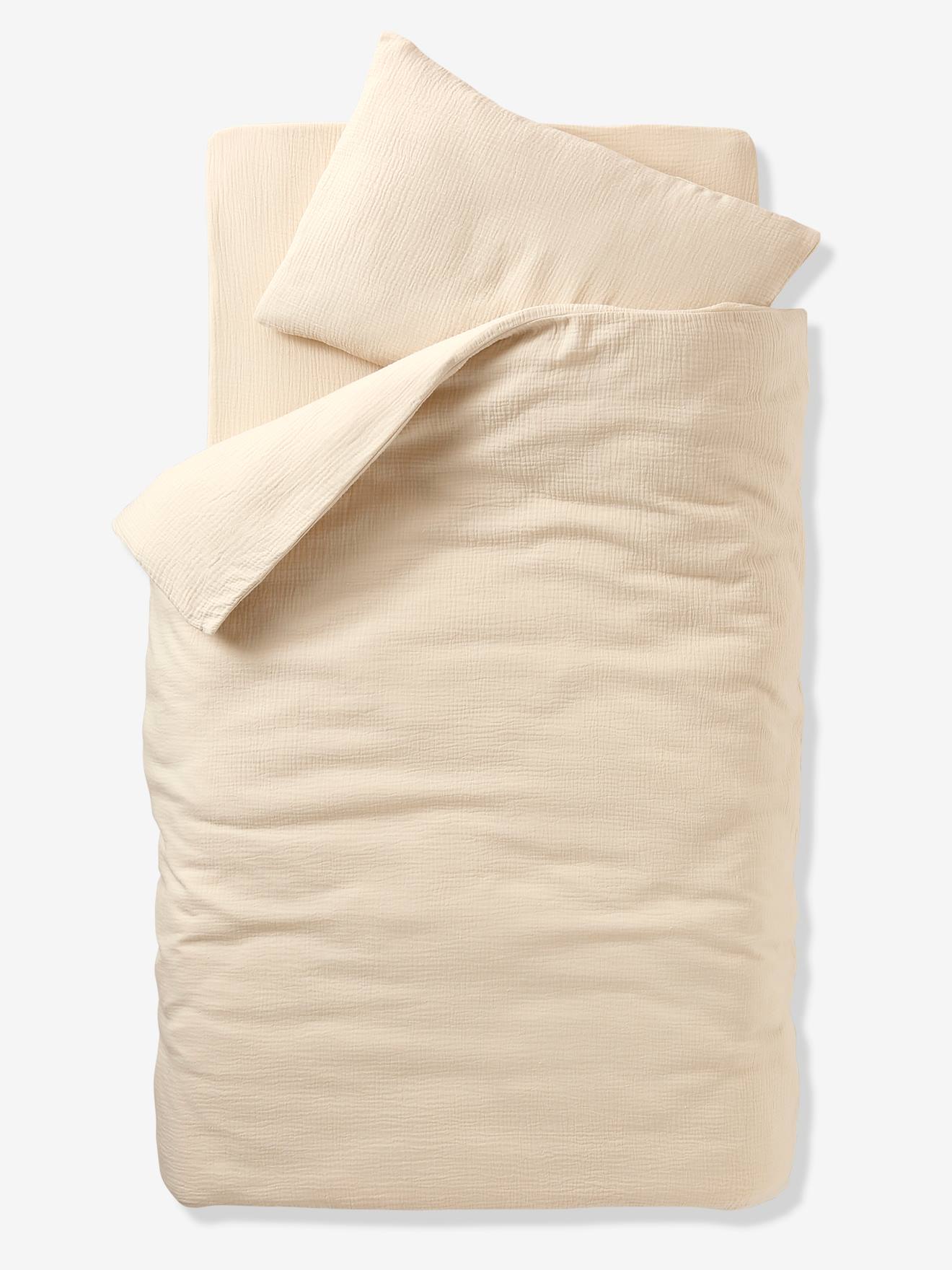 Plain Duvet Cover + Pillowcase Set in Organic Cotton Gauze