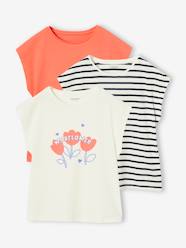 Girls-Tops-T-Shirts-Pack of 3 girls' short-sleeved t-shirts - BASICS