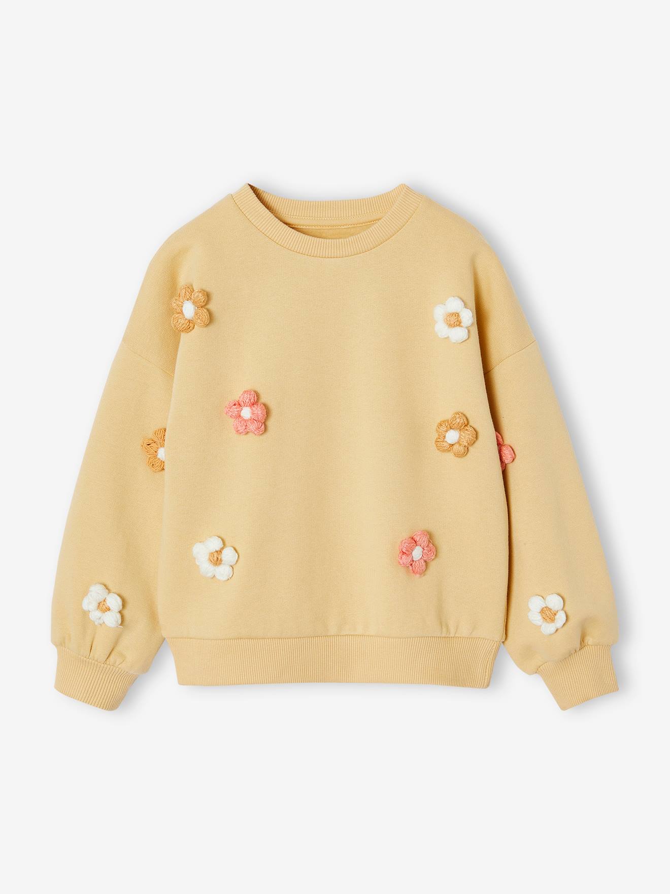 3D Floral Girls' Sweatshirt golden