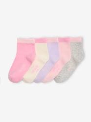 Girls-Pack of 5 Pairs of Two-Tone Socks for Girls