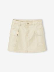 -Slightly iridescent cargo skirt for girls 