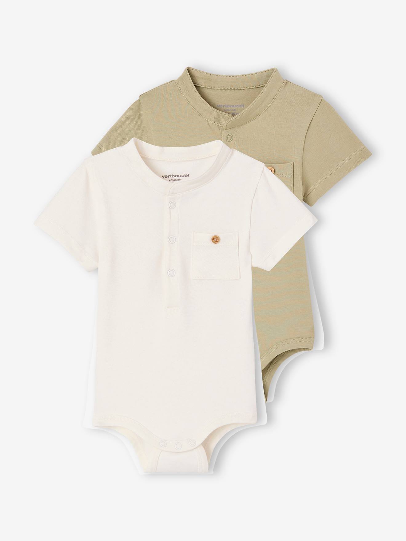 of newborn Mao collar bodysuits