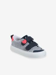 Shoes-Striped Trainers with Hook-&-Loop Straps