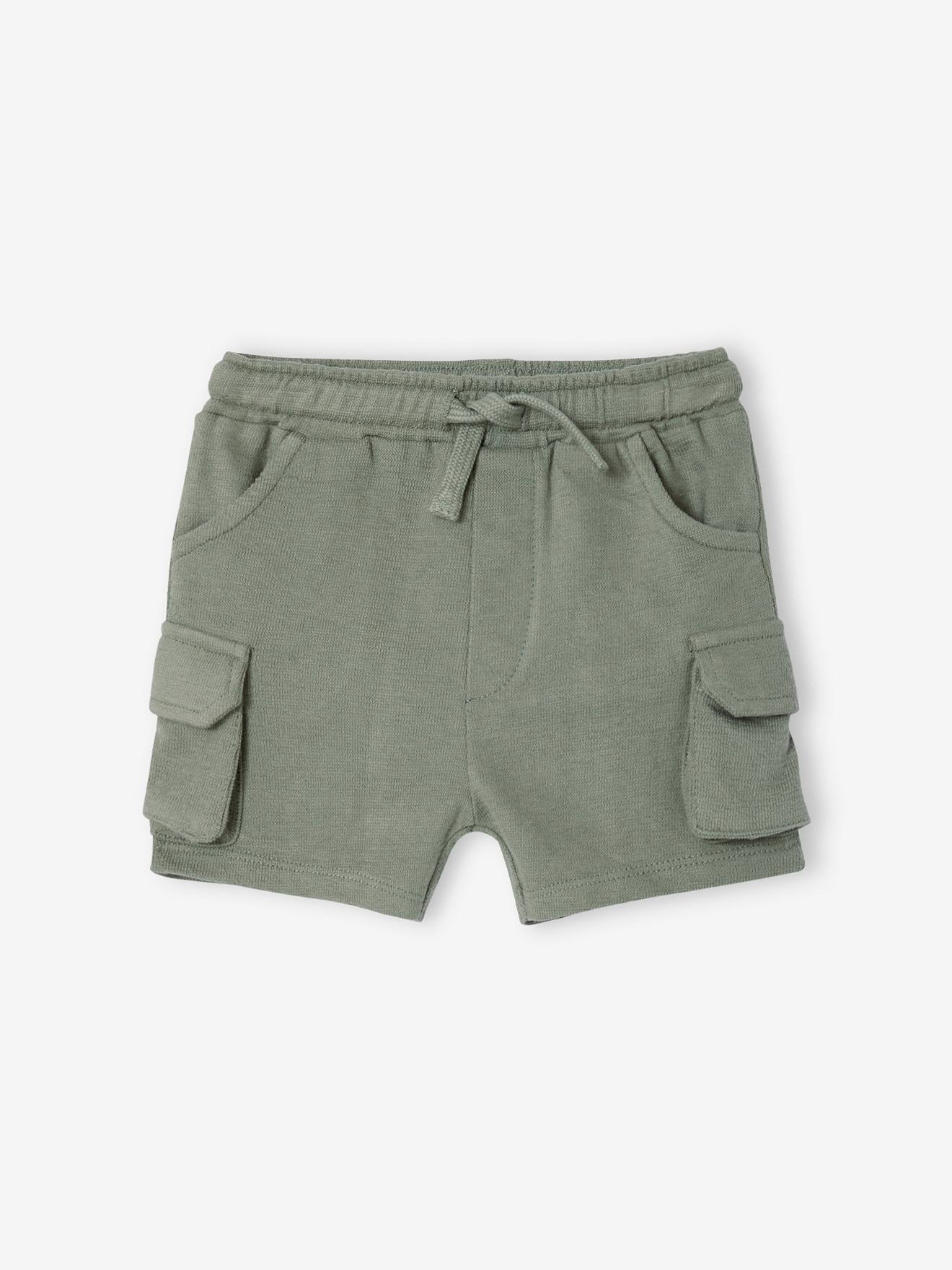 Textured Fleece Combat-Type Shorts