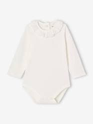 Baby-Bodysuits & Sleepsuits-Long-sleeved baby bodysuit with English embroidery collar