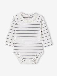 Baby-Long-sleeved baby bodysuit with poplin collar