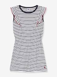 Girls-Striped Cotton Dress for Children, PETIT BATEAU