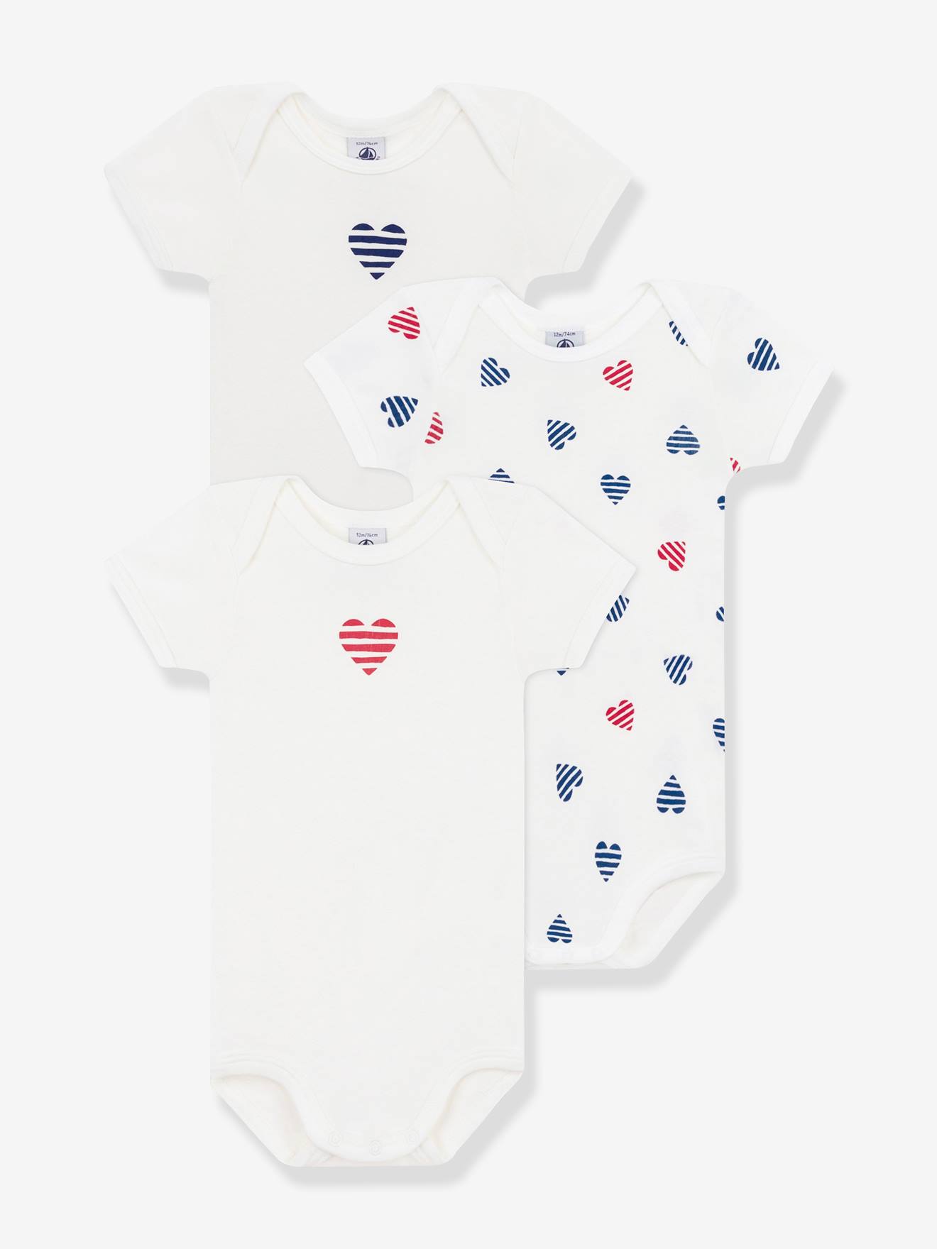 Short Sleeve Bodysuits with Striped Heart for Babies