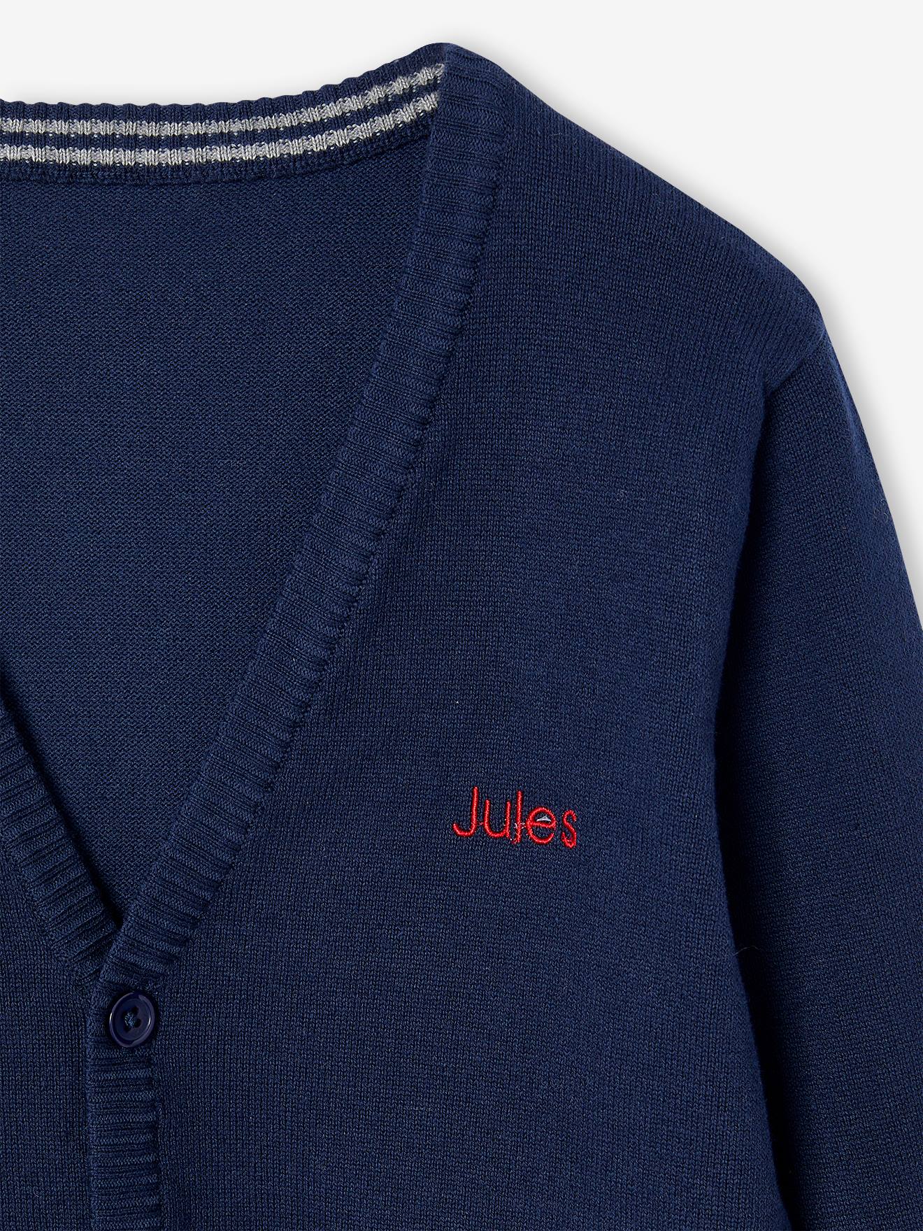 V-neck knitted cardigan BASICS for Boys - navy blue, Boys | Vertbaudet
