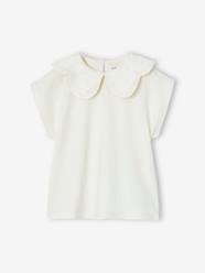 Girls-Girls' fancy embroidered collar T-shirt 