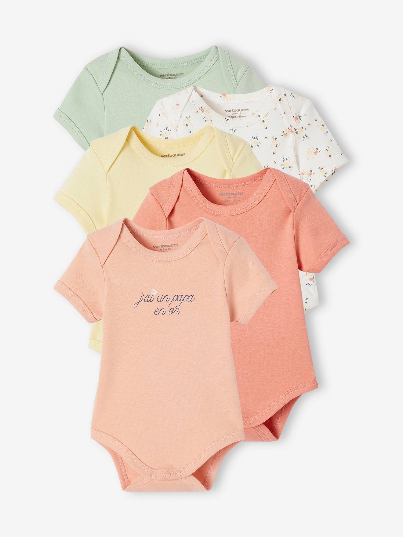 5-pack of short-sleeved bodysuits ecru