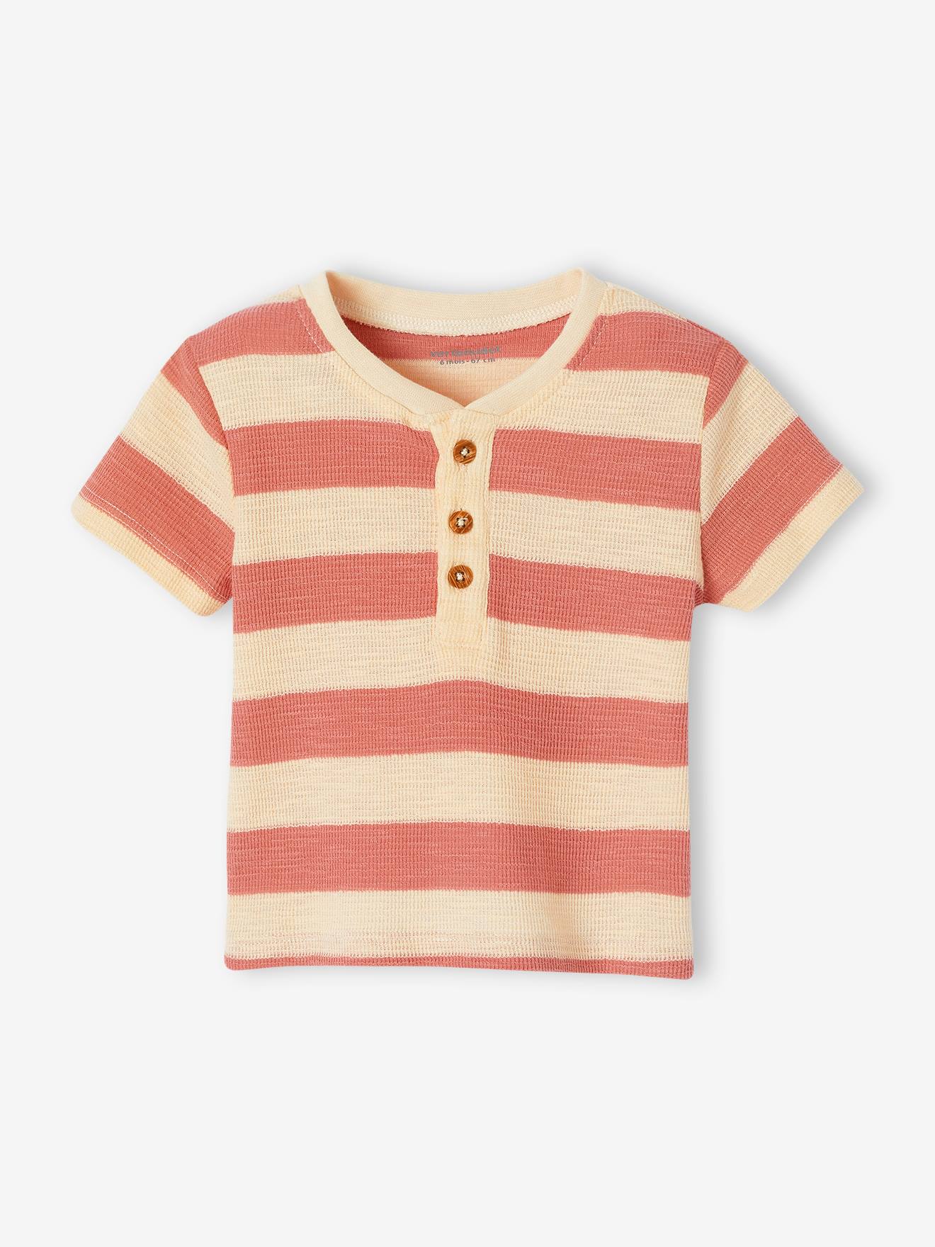Honeycomb Knit Striped T-Shirt