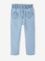 Girls-Jeans-Paperbag Jeans, Heart-Shaped Pockets, for Girls