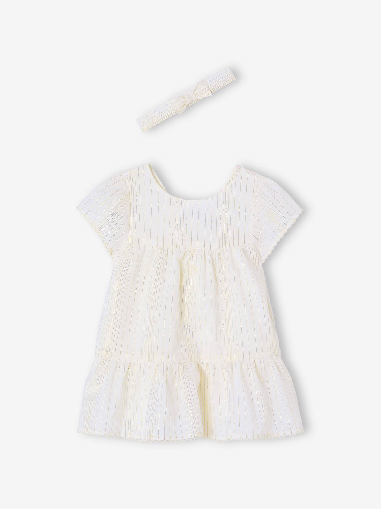 Striped Dress with Shimmery Thread + Matching Headband