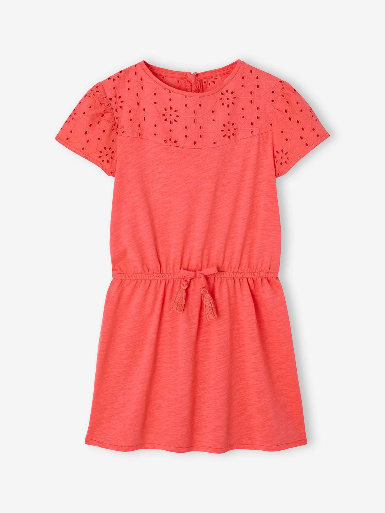 Girls' dress with English embroidery details