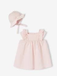 Baby-Baby girl dress and bonnet set