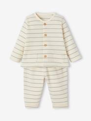 Baby-Outfits-Striped bodysuits set with cardigan and trousers