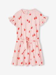 -Strawberry print frill dress for girls 
