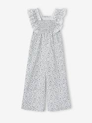 -Occasion Wear Floral Jumpsuit with Broderie Anglaise Details, for Baby Girls 