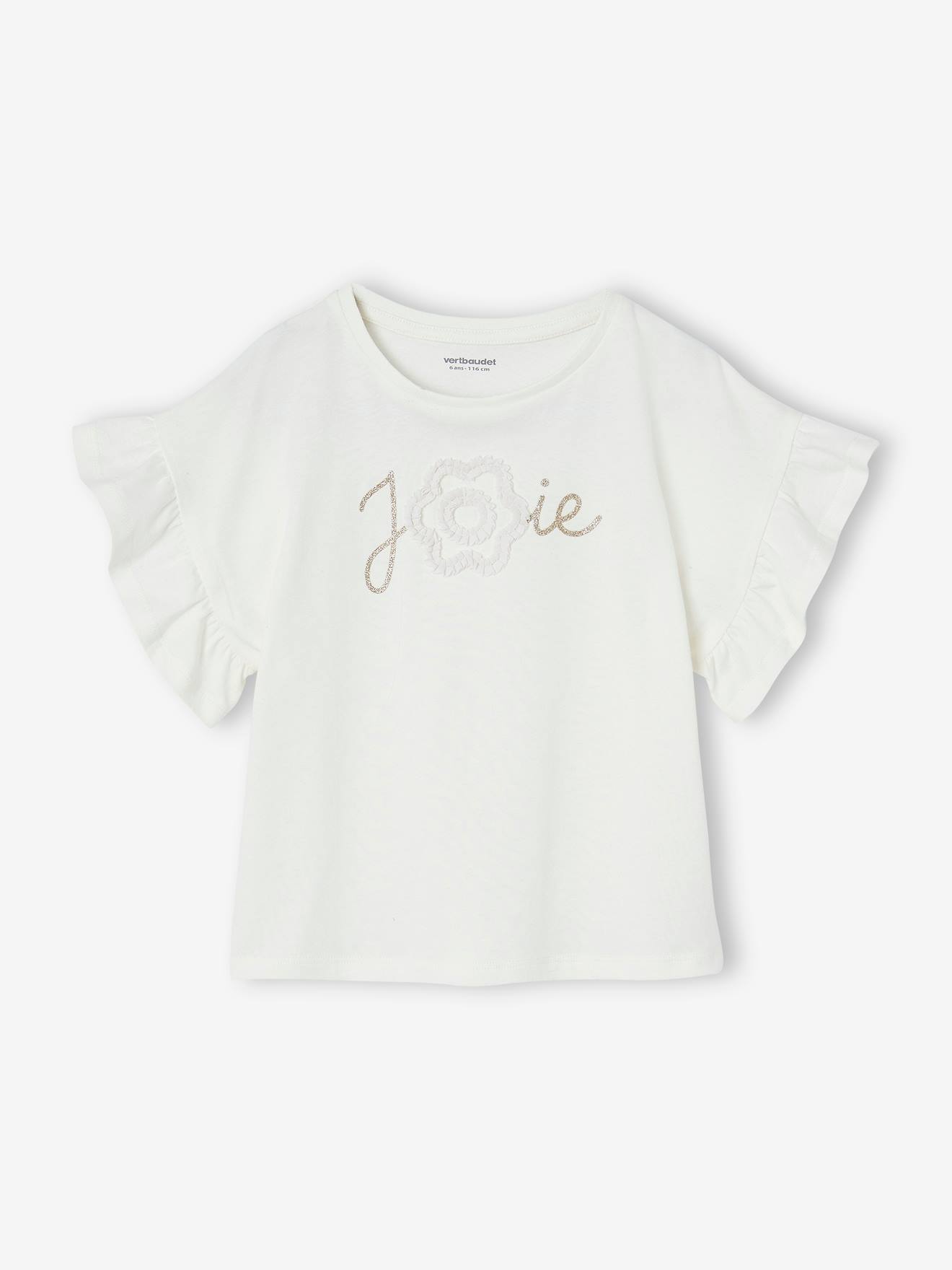 Occasion Wear T-Shirt with Flower in Relief & Glittery Lettering