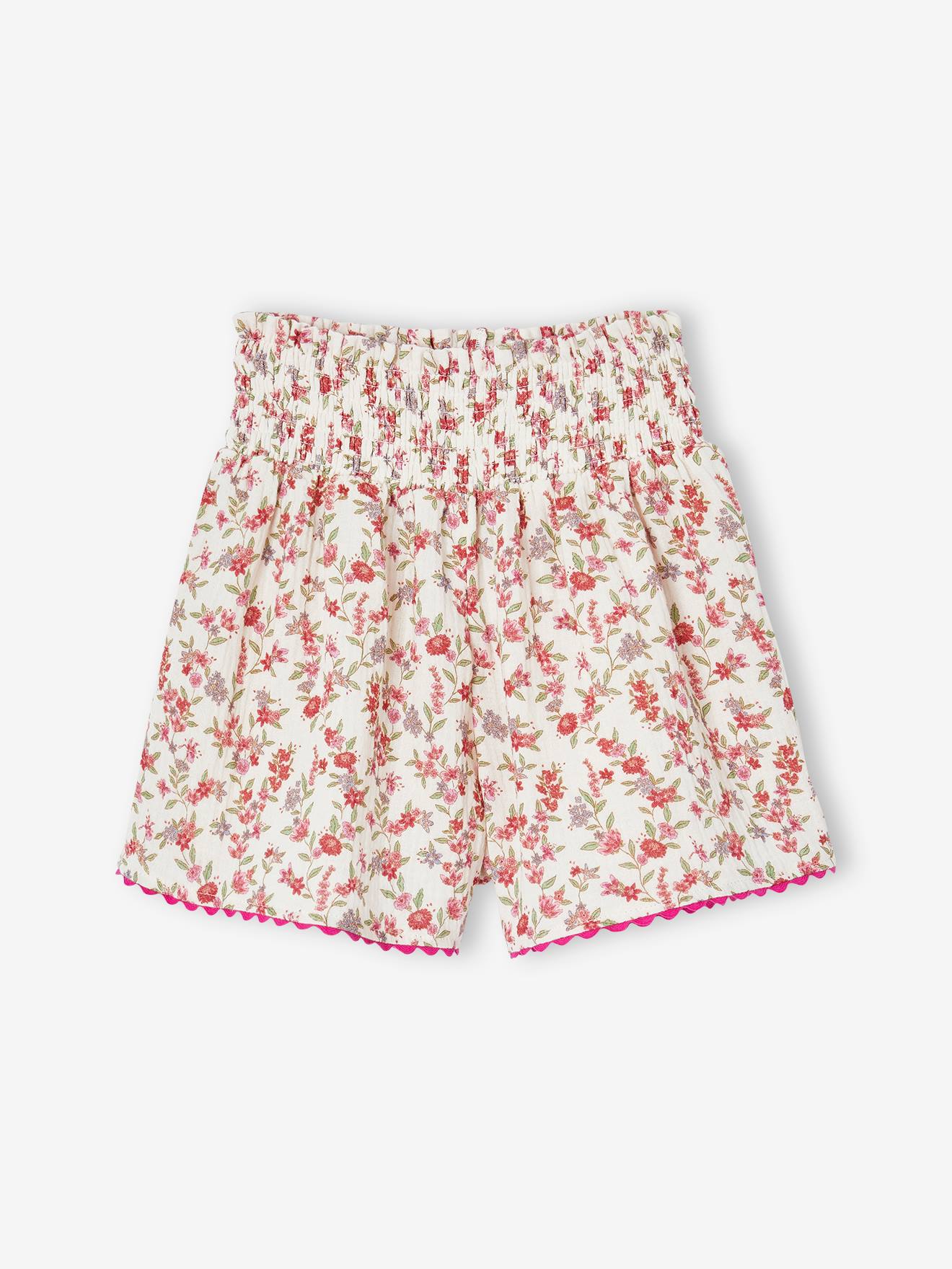 Floral cotton gauze shorts