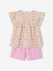 Girls-Shorts-Blouse with Flowers & Cotton Gauze Shorts Combo for Girls