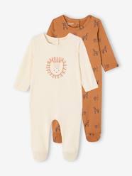 Baby-Pyjamas-Pack of 2 Safari baby sleepsuits