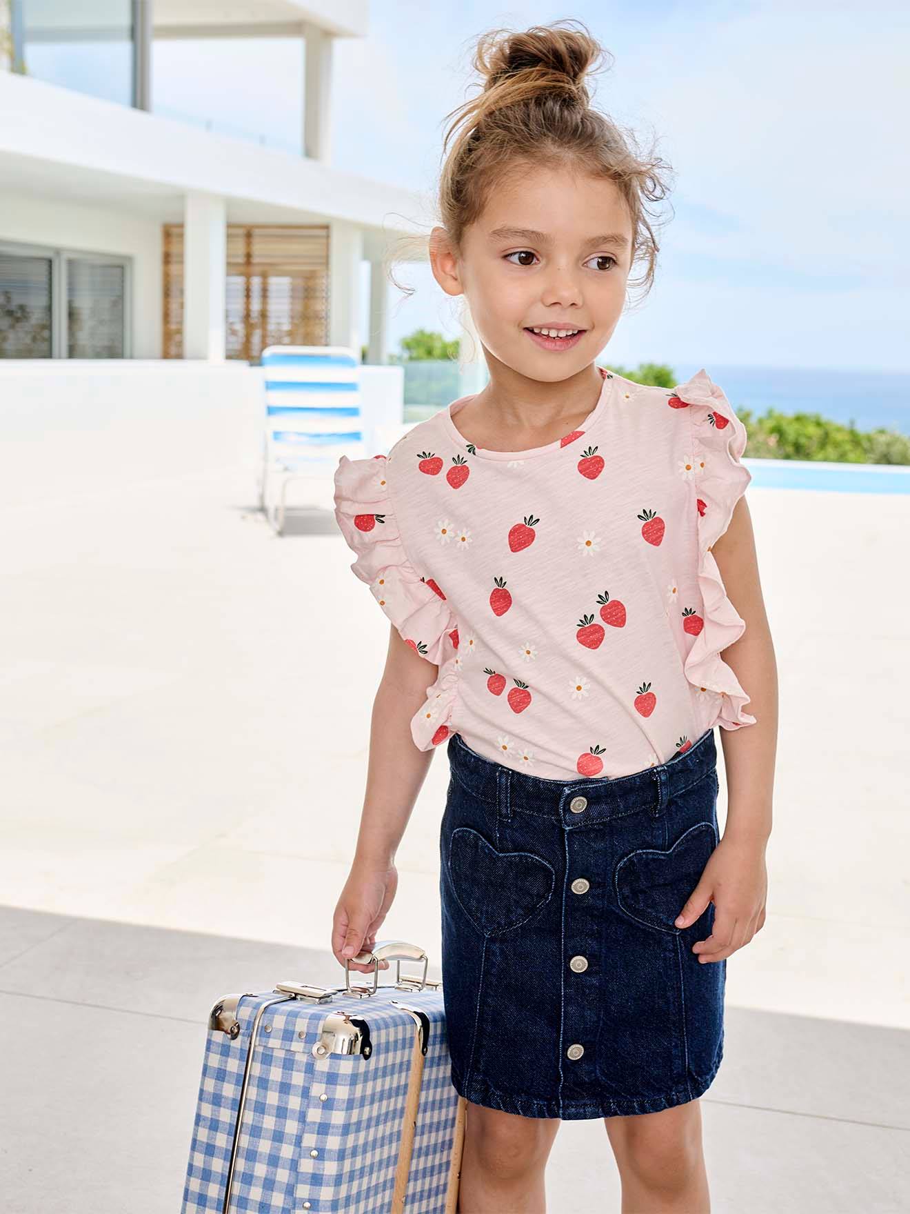 Button-up denim skirt