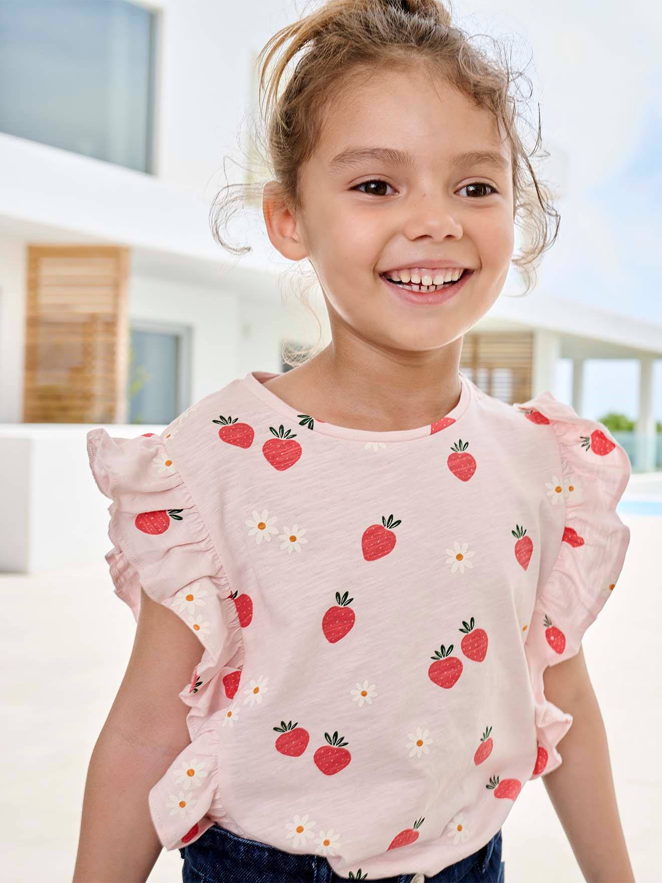 Frilly strawberry print T-shirt