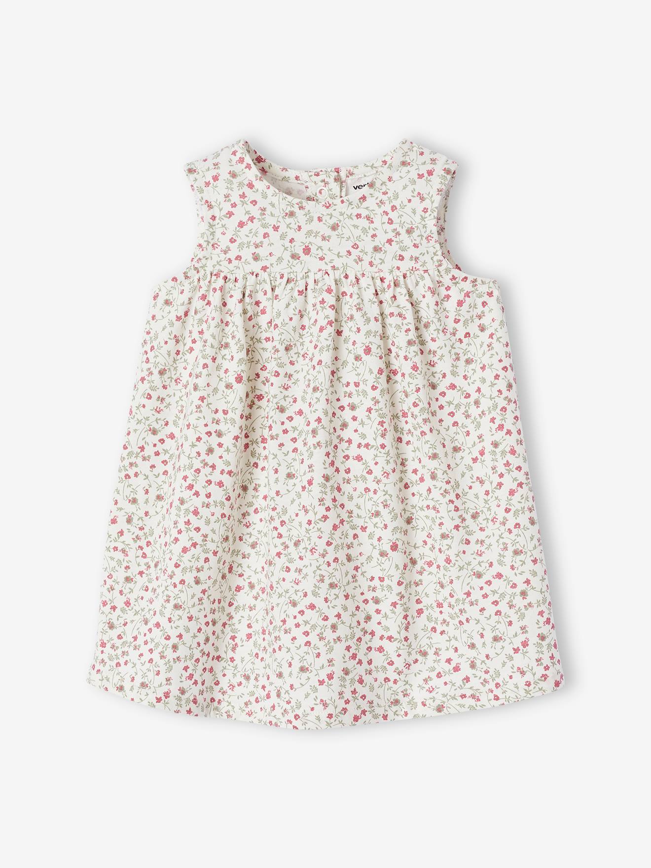 Newborn Floral print dress ecru