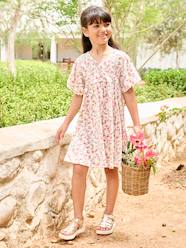 Girls-Girl's floral wrap-neck dress