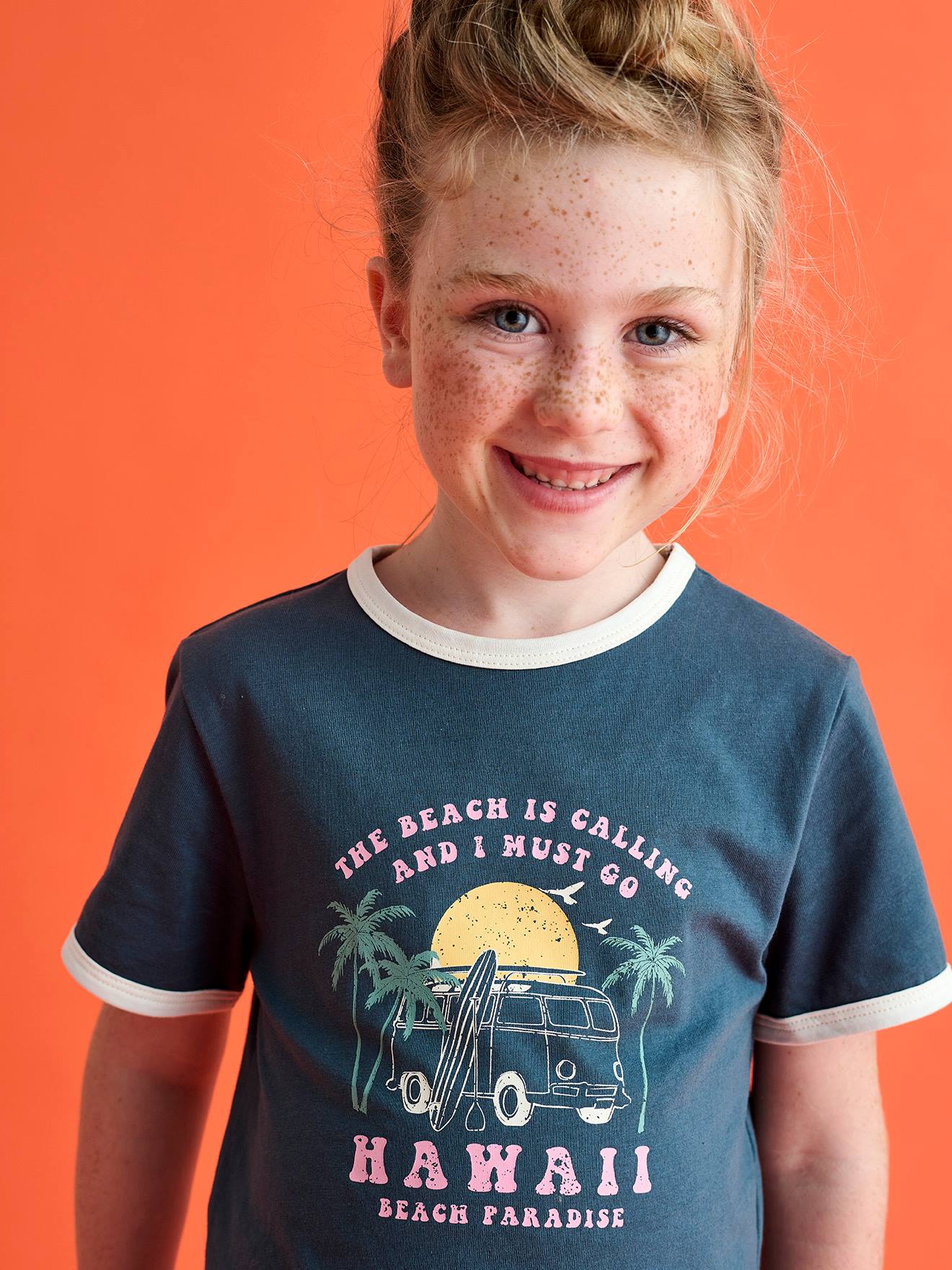 Girls' cropped college-style T-shirt ink