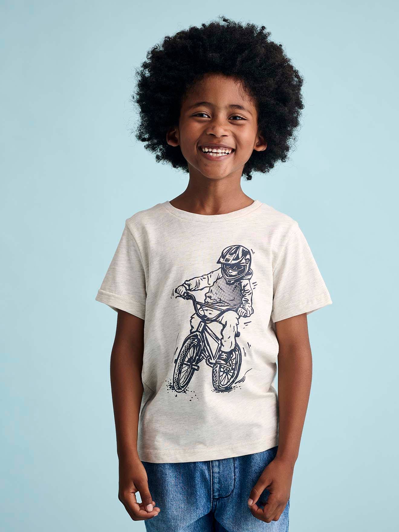 Boys' printed T-shirt - BASICS marl