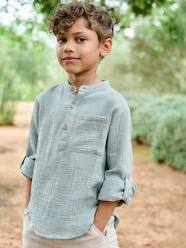 Boys-Shirts-Cotton Gauze Shirt, Roll-Up Sleeves, for Boys