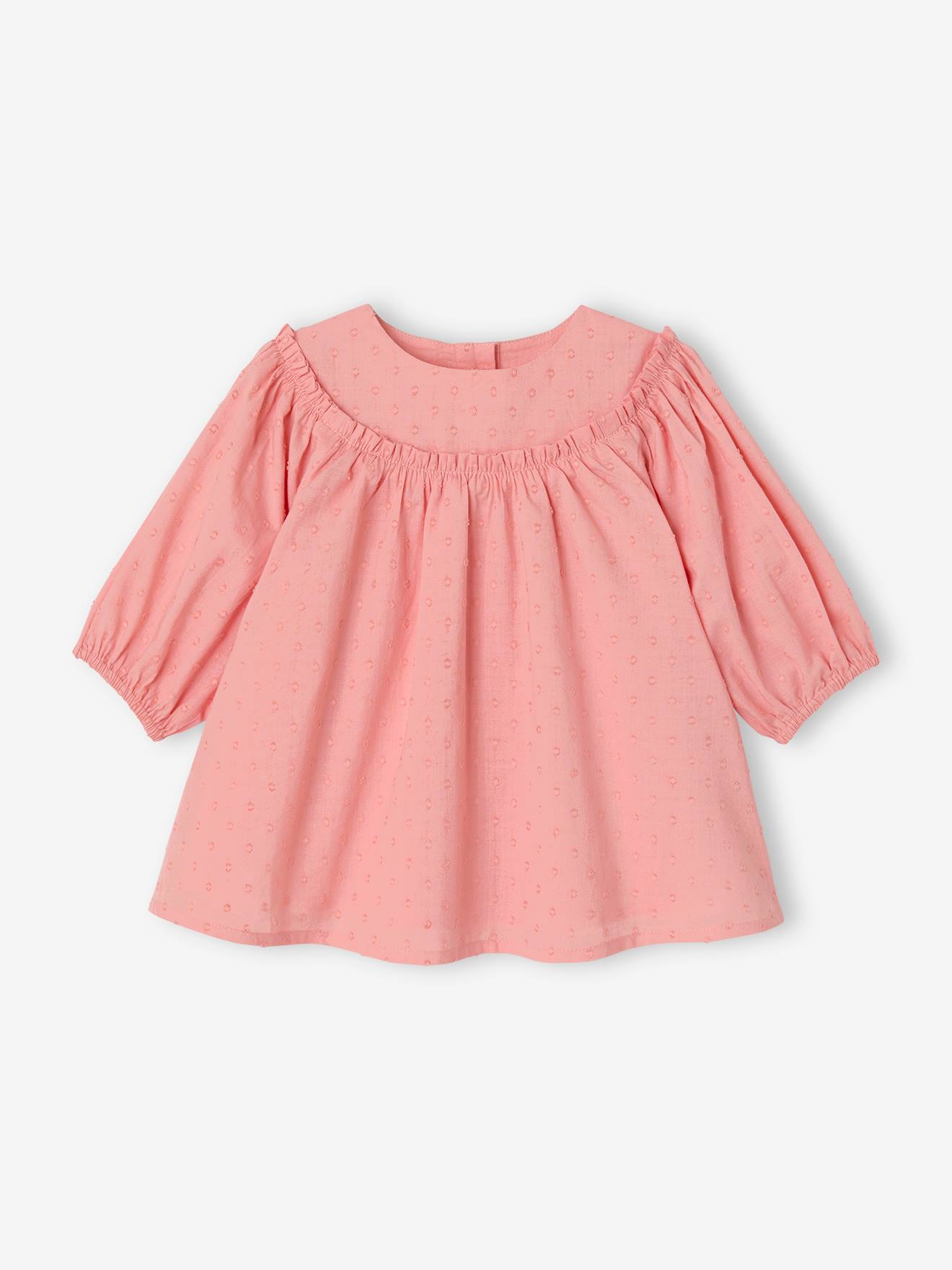 Plumetis birth dress rose