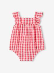 Baby-Dungarees & All-in-ones-Sleeveless gingham sleepsuit