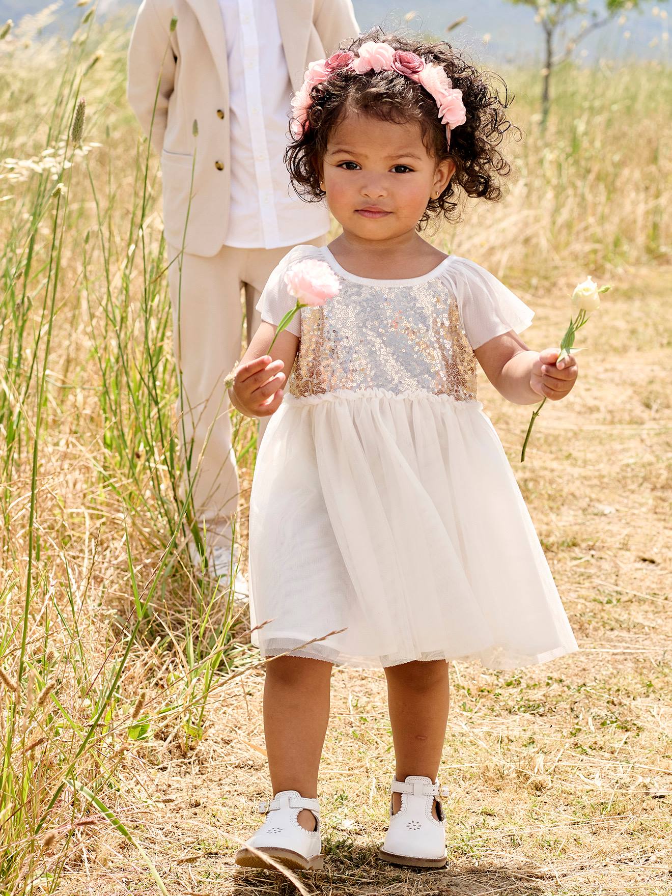 Short Sleeve Dress with Button-Up & Sequins at the Back